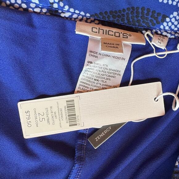 Chico's Zynergy Athletic Skort w Zip Pockets, Pleats, Floral Print NWT size 14 - Picture 4 of 6